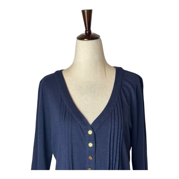 Lilly Pulitzer Dress Women Medium Navy Blue Knit Amberly Pintuck Tee Shirt Mini - Picture 3 of 9